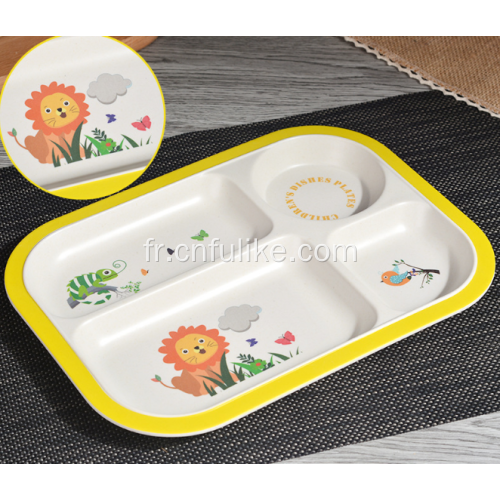 Assiette en plastique pour enfants en fibre de bambou